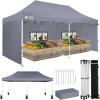 imageCROWN SHADES 10x15 Pop Up Canopy Tent Thicken Frame Commercial Heavy Duty Tent with 4 Sidewalls 8 Stakes ampamp 4 Sandbags ampamp 4 Ropes Outdoor Canopies for Events PartiesBlueGray
