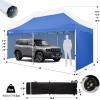 imageCROWN SHADES 10x15 Pop Up Canopy Tent Thicken Frame Commercial Heavy Duty Tent with 4 Sidewalls 8 Stakes ampamp 4 Sandbags ampamp 4 Ropes Outdoor Canopies for Events PartiesBlueBlue