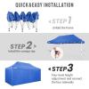 imageCROWN SHADES 10x15 Pop Up Canopy Tent Thicken Frame Commercial Heavy Duty Tent with 4 Sidewalls 8 Stakes ampamp 4 Sandbags ampamp 4 Ropes Outdoor Canopies for Events PartiesBlueBlue