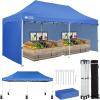 imageCROWN SHADES 10x15 Pop Up Canopy Tent Thicken Frame Commercial Heavy Duty Tent with 4 Sidewalls 8 Stakes ampamp 4 Sandbags ampamp 4 Ropes Outdoor Canopies for Events PartiesBlueBlue
