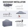imageCROWN SHADES 10x15 Pop Up Canopy Tent Thicken Frame Commercial Heavy Duty Tent with 4 Sidewalls 8 Stakes ampamp 4 Sandbags ampamp 4 Ropes Outdoor Canopies for Events PartiesBlueGray