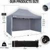 imageCROWN SHADES 10x15 Pop Up Canopy Tent Thicken Frame Commercial Heavy Duty Tent with 4 Sidewalls 8 Stakes ampamp 4 Sandbags ampamp 4 Ropes Outdoor Canopies for Events PartiesBlueGray