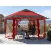 imageCROWN SHADES 13x13 Pop up Gazebo with Mosquito Nettings Patented Center Lock 6Sided Portable Gazebo 300D SilverCoated Fabric UV Resistant Pop Up Canopy Tent for Patio Party BeigeampampCoffeeRedGrey