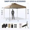 imageCROWN SHADES Gazebo 10x10 Pop Up Canopy with Mosquito Netting Screen Tent with 4 Ropes 8 Stakes 4 Sandbags and Wheeled Storage Bag Canopy for Patio ampamp Backyard BeigeBeige