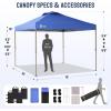 imageCROWN SHADES Gazebo 10x10 Pop Up Canopy with Mosquito Netting Screen Tent with 4 Ropes 8 Stakes 4 Sandbags and Wheeled Storage Bag Canopy for Patio ampamp Backyard BeigeBlue