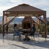 imageCROWN SHADES Gazebo 10x10 Pop Up Canopy with Mosquito Netting Screen Tent with 4 Ropes 8 Stakes 4 Sandbags and Wheeled Storage Bag Canopy for Patio ampamp Backyard BeigeCoffee