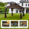 imageCROWN SHADES Gazebo 10x10 Pop Up Canopy with Mosquito Netting Screen Tent with 4 Ropes 8 Stakes 4 Sandbags and Wheeled Storage Bag Canopy for Patio ampamp Backyard BeigeCoffee