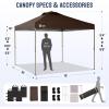 imageCROWN SHADES Gazebo 10x10 Pop Up Canopy with Mosquito Netting Screen Tent with 4 Ropes 8 Stakes 4 Sandbags and Wheeled Storage Bag Canopy for Patio ampamp Backyard BeigeCoffee
