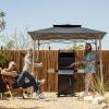 imageCrown Shades 8x5 Grill Gazebo  Pop Up Canopy for BBQ and Backyard Patio  Easy Outdoor Barbecue Shade Cover with Double Tier Vented Top ampamp 2 Side Shelves Grey