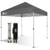 imageCROWN SHADES 10x10 Pop Up Canopy  Beach Tent with One Push Setup  Outdoor Sun Shade for Events Parties Camping  Gazebo with STONGo Cover Bag Silver Coated Top 3 Heightampamp 4 Sand Bags CoffeeGrid Grey