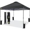 imageCROWN SHADES 10x10 Pop Up Canopy Tent  Patented Center Lock One Push Instant Outdoor Canopy Beach Tent with STONGo Bag 8 Stakes ampamp 4 Sand BagsBlack10x10 Adjustable