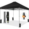 imageCROWN SHADES 10x10 Pop Up Canopy Tent  Patented Center Lock One Push Instant Outdoor Canopy Beach Tent with STONGo Bag 8 Stakes ampamp 4 Sand BagsBlack10x10 Infinite Adjustment