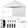 imageCROWN SHADES 10x10 Pop Up Canopy Tent with 1 Comercial Kit Instant Commercial Tent with Patended Centerlock 400D Silver Coated Fabric 1 Sidewall 4quot Wheels StoN Go BagWhiteWhite