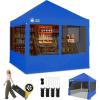 imageCROWN SHADES 10x10 Pop Up Canopy Tent with 4 Mosquito Netting Instant Commercial Tent with 1Person Setup Patended Centerlock 400D Silver Coated Fabric 4quot Wheels StoN Go BagBlue