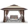 imageCROWN SHADES 13x13 Pop Up Gazebo Canopy Tent Gazebos on Clearance  Outdoor Gazebo for Backyard ampamp Patio Furniture  Carpa Pop Up Tent with Wheeled STONGo Cover Bag Beige ampamp CoffeeBeige  Coffee