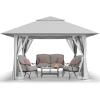 imageCROWN SHADES 13x13 Pop Up Gazebo Canopy Tent Gazebos on Clearance  Outdoor Gazebo for Backyard ampamp Patio Furniture  Carpa Pop Up Tent with Wheeled STONGo Cover Bag Beige ampamp CoffeeWhite