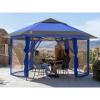 imageCROWN SHADES 13x13 Pop up Gazebo with Mosquito Nettings Patented Center Lock 6Sided Portable Gazebo 300D SilverCoated Fabric UV Resistant Pop Up Canopy Tent for Patio Party BeigeampampCoffeeBlueLight Grey