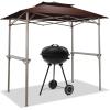 imageCROWN SHADES 8x5 Grill Gazebo  Pop Up Canopy for BBQ and Backyard Patio  Easy Outdoor Barbecue Shade Cover with Double Tier Vented Top ampamp 2 Side Shelves Coffee