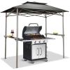 imageCrown Shades 8x5 Grill Gazebo  Pop Up Canopy for BBQ and Backyard Patio  Easy Outdoor Barbecue Shade Cover with Double Tier Vented Top ampamp 2 Side Shelves Grey