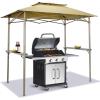 imageCrown Shades 8x5 Grill Gazebo  Pop Up Canopy for BBQ and Backyard Patio  Easy Outdoor Barbecue Shade Cover with Double Tier Vented Top ampamp 2 Side Shelves Beige