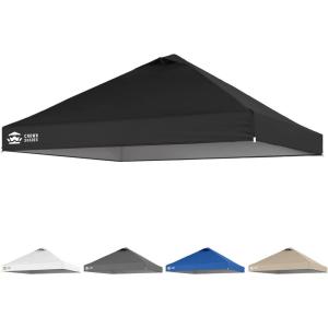 imageCROWN SHADES 10x10 Canopy Replacement Top  Only Compatible with Crown Shades RM100H Series Silver Coated with Air Vent White Top OnlyBlack