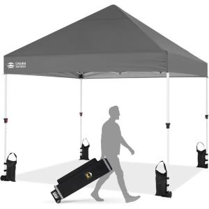 imageCROWN SHADES 10x10 Heavy Duty Canopy  Premium Pop Up Canopy Tent  Extra Sun Shade Protection with 400D Strength Oxford Fabric  Great for Trade Shows Events Tailgates ampamp Commercial Use BlueGray