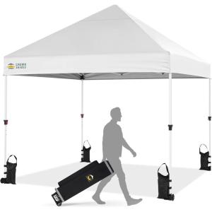imageCROWN SHADES 10x10 Heavy Duty Canopy  Premium Pop Up Canopy Tent  Extra Sun Shade Protection with 400D Strength Oxford Fabric  Great for Trade Shows Events Tailgates ampamp Commercial Use BlueWhite