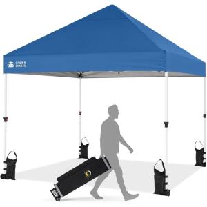 imageCROWN SHADES 10x10 Heavy Duty Canopy  Premium Pop Up Canopy Tent  Extra Sun Shade Protection with 400D Strength Oxford Fabric  Great for Trade Shows Events Tailgates ampamp Commercial Use BlueBlue