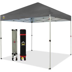 imageCROWN SHADES 10x10 Pop Up Canopy  Beach Tent with One Push Setup  Outdoor Sun Shade for Events Parties Camping  Gazebo with STONGo Cover Bag Silver Coated Top 3 Heightampamp 4 Sand Bags CoffeeGray