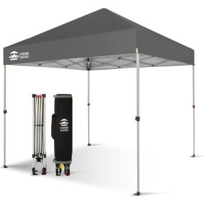 imageCROWN SHADES 10x10 Pop Up Canopy  Beach Tent with One Push Setup  Outdoor Sun Shade for Events Parties Camping  Gazebo with STONGo Cover Bag Silver Coated Top 3 Heightampamp 4 Sand Bags CoffeeGrid Grey