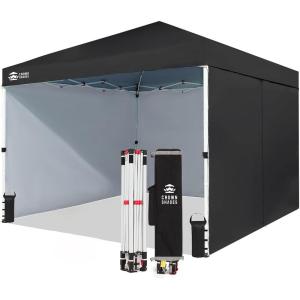 imageCROWN SHADES 10x15 Pop Up Canopy Tent Thicken Frame Commercial Heavy Duty Tent with 4 Sidewalls 8 Stakes ampamp 4 Sandbags ampamp 4 Ropes Outdoor Canopies for Events PartiesBlueBlack