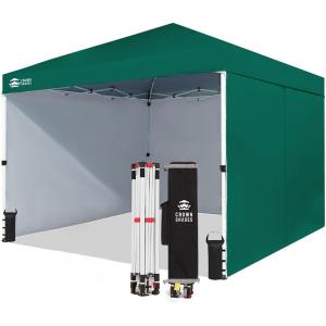 imageCROWN SHADES 10x15 Pop Up Canopy Tent Thicken Frame Commercial Heavy Duty Tent with 4 Sidewalls 8 Stakes ampamp 4 Sandbags ampamp 4 Ropes Outdoor Canopies for Events PartiesBlueForest Green