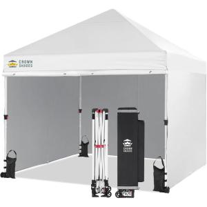 imageCROWN SHADES 10x15 Pop Up Canopy Tent Thicken Frame Commercial Heavy Duty Tent with 4 Sidewalls 8 Stakes ampamp 4 Sandbags ampamp 4 Ropes Outdoor Canopies for Events PartiesBlueWhite