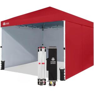 imageCROWN SHADES 10x15 Pop Up Canopy Tent Thicken Frame Commercial Heavy Duty Tent with 4 Sidewalls 8 Stakes ampamp 4 Sandbags ampamp 4 Ropes Outdoor Canopies for Events PartiesBlueRed