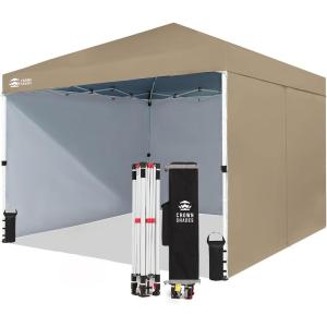 imageCROWN SHADES 10x15 Pop Up Canopy Tent Thicken Frame Commercial Heavy Duty Tent with 4 Sidewalls 8 Stakes ampamp 4 Sandbags ampamp 4 Ropes Outdoor Canopies for Events PartiesBlueBeige