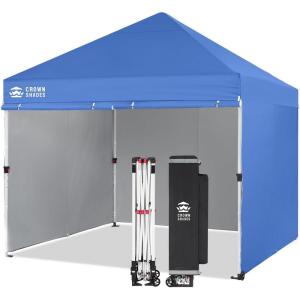 imageCROWN SHADES 10x15 Pop Up Canopy Tent Thicken Frame Commercial Heavy Duty Tent with 4 Sidewalls 8 Stakes ampamp 4 Sandbags ampamp 4 Ropes Outdoor Canopies for Events PartiesBlueBlue