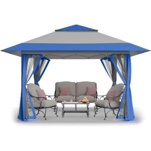 imageCROWN SHADES 13x13 Pop Up Gazebo Canopy Tent Gazebos on Clearance  Outdoor Gazebo for Backyard ampamp Patio Furniture  Carpa Pop Up Tent with Wheeled STONGo Cover Bag Beige ampamp CoffeeBlue  Grey