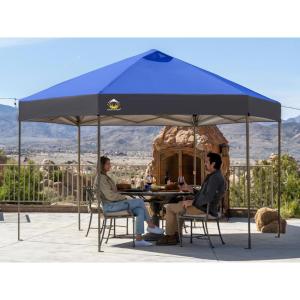 imageCROWN SHADES 14x14 Pop up Gazebo Patented Center Lock 6Sided Portable Gazebo Easy Set Up 300D SilverCoated Fabric UV Resistant Pop Up Canopy Tent for Patio Party Outdoor Activities RedampampGreyBlueLight Grey