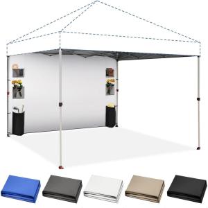 imageCROWN SHADES SideWall Silver for 10x10 Pop Up Canopy with 6 Pockets 1 Pack Sidewall Only with Silver Coating 1 Pack BlueBlack