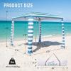 imageCROWN SHADES Beach Cabana 65 x 65 Umbrella Canopy Tent Easy Pop Up  Beach Cabanas for Sand  UPF50 Protection with Sidewall and More Pockets Navy BlueCyan Blue