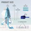 imageCROWN SHADES Beach Cabana 65 x 65 Umbrella Canopy Tent Easy Pop Up  Beach Cabanas for Sand  UPF50 Protection with Sidewall and More Pockets Navy BlueCyan Blue