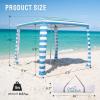 imageCROWN SHADES Beach Cabana 65 x 65 Umbrella Canopy Tent Easy Pop Up  Beach Cabanas for Sand  UPF50 Protection with Sidewall and More Pockets Navy BlueSky Blue