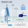 imageCROWN SHADES Beach Cabana 65 x 65 Umbrella Canopy Tent Easy Pop Up  Beach Cabanas for Sand  UPF50 Protection with Sidewall and More Pockets Navy BlueSky Blue