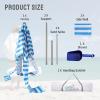 imageCROWN SHADES Beach Cabana 65 x 65 Umbrella Canopy Tent Easy Pop Up  Beach Cabanas for Sand  UPF50 Protection with Sidewall and More Pockets Navy BlueSky Blue