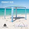 imageCROWN SHADES Beach Cabana 65 x 65 Umbrella Canopy Tent Easy Pop Up  Beach Cabanas for Sand  UPF50 Protection with Sidewall and More Pockets Navy BlueSky Blue
