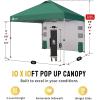 imageCROWN SHADES Canopy Tent 10x10 Pop Up Canopy Outdoor Shade with Pockets Sidewall Easy Up Sun Shelter with One Person Set Up Center Lock Portable Instant Camping Beach Canopy Tents RedForest Green