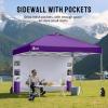 imageCROWN SHADES Canopy Tent 10x10 Pop Up Canopy Outdoor Shade with Pockets Sidewall Easy Up Sun Shelter with One Person Set Up Center Lock Portable Instant Camping Beach Canopy Tents RedPurple