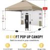 imageCROWN SHADES Canopy Tent 10x10 Pop Up Canopy Outdoor Shade with Pockets Sidewall Easy Up Sun Shelter with One Person Set Up Center Lock Portable Instant Camping Beach Canopy Tents RedBeige
