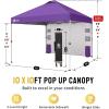 imageCROWN SHADES Canopy Tent 10x10 Pop Up Canopy Outdoor Shade with Pockets Sidewall Easy Up Sun Shelter with One Person Set Up Center Lock Portable Instant Camping Beach Canopy Tents RedPurple