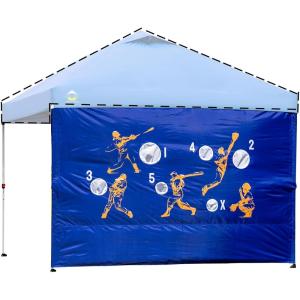 imageCROWN SHADES SunWall Silver Coated for 10x10 Pop up Canopy Tent with Targets 1 Pack Sidewall Only with Silver Coating 1 Pack BlueBlue Orange